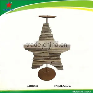Christmas Star Wood Candle Holder thumbnail-1