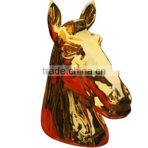 Fiberglass Electroplate Horse Head Sculpture Statue thumbnail-2
