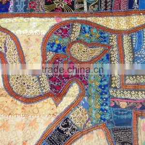 Indian Droplet Style Hanging Tapestry - Indian Antique Style Fabric Wall Decor Tapestry With Elephant Figure thumbnail-3