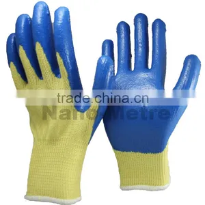 NMSAFETY 10 Gauge Aramid Fibers Knitted Liner Coated With Blue Nitrile on Palm thumbnail-1