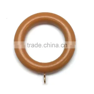 Smooth Wood Curtain Rod Ring With Screw Eye To Fit Curtain Poles Up To 35mm Diameter, Medium Brown Wood thumbnail-2