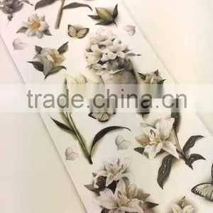 White Elegant Lily & Butterfly Design Sticker, Classic Decorative Shinny Glitter Sticker thumbnail-4