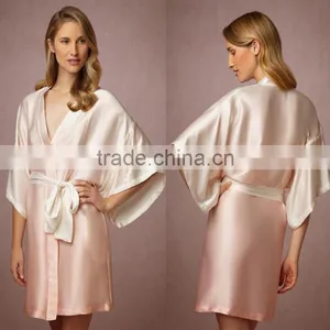 Cheap Fancy Kimono Bathrobe Elegant Bridesmaid Gift Cream High Quality Nightgown Weddings Party Night Wear Robes thumbnail-1