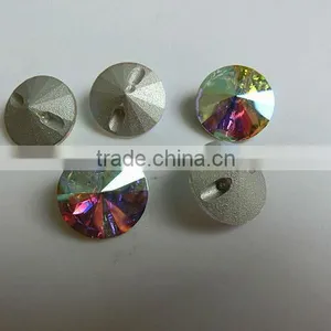 Crystal Button With Two Holes AB Color thumbnail-1