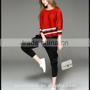 2016 Summer Loose Oversized Colorful Combination Striped T-shirt thumbnail-3