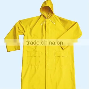 Yellow Promotional Wholesale Adult 100% PVC Raincoat Fabric thumbnail-3