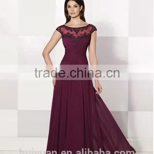 Most Fashion Chiffon Cap Sleeve Scoop Neck Full Length Beach Dress thumbnail-2