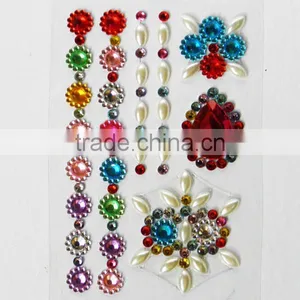 Set Of 4 Stick On Self Adhesive Gems Colorful Rhinestones,DIY Peel Off Jewels Pearls Sticker Sheet thumbnail-1