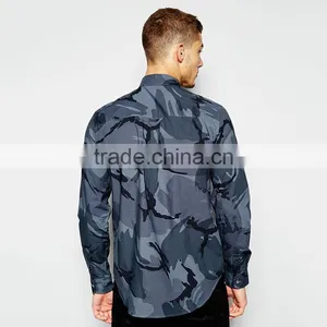 Mens Cheap Flannel Shirt Wreath Shirt With Camo Print thumbnail-2