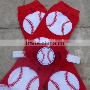 Wholesale Red Legging Football Pattern 100% Cotton Baby Leg Warmers thumbnail-2