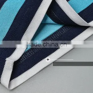 New Fashion Promotion White Collar Cheap Breathable 70% Polyester 30% Cotton Stripe Pique Polo T-shirt thumbnail-6