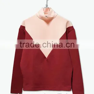 Custom Sweatshirt, Turtleneck Sweatshirts, Color Contrast Sweatshirt Women thumbnail-1