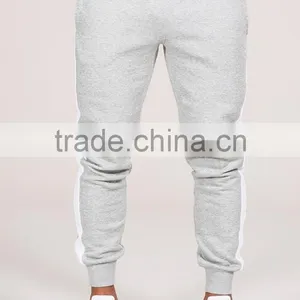 Cotton Spandex Gym Tracksuit Wholesale Jogger Pants With Contrast White Piping to Slide Seams thumbnail-3