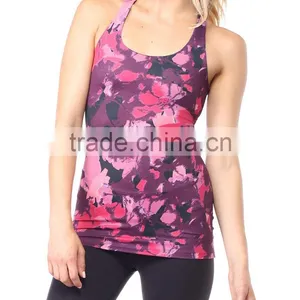 Wholesale Women's Yoga Dazed Floral Racerback Tank Top Racer Back Gym Wear thumbnail-4