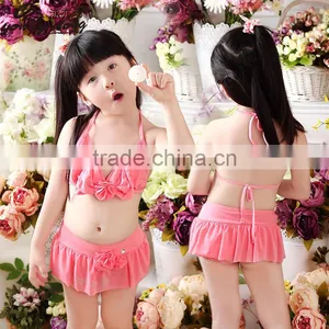 S13737A 2016 Wholesale Kids Swimwear Solid Color Children Beachwear Girls Swimwear thumbnail-3