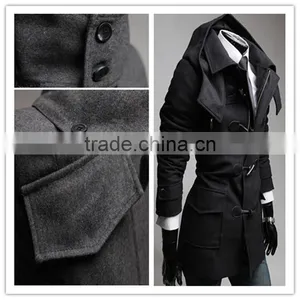 Hot Sale Cotton and Polyester Mixed Stand Collar With Hat Black and Gray 4 Size for Choice Woolen Men Coat Clothing thumbnail-6