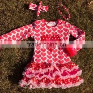 2015 New Heart Valentine Dress With Heart Applique With Matching Necklace and Headband Set thumbnail-1