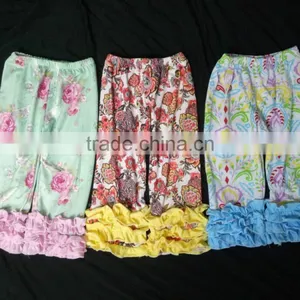 Wholesale Girls Ruffle Pants Baby Girls Cotton Solid Flower Pants With Ruffles thumbnail-1