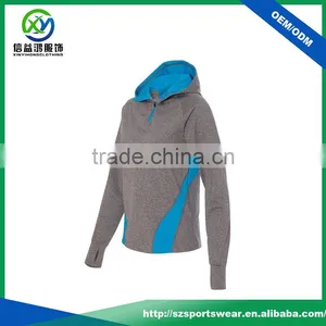 New Design Splicing Color Fabric Women Sport Hooded Pullover Sweatshirt With Your Logo thumbnail-2