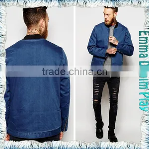 Free Shipping Fashion Blue Denim Jean Mens Zipper Jackets thumbnail-4