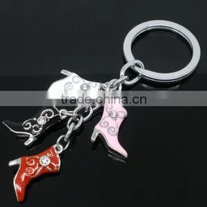 2 Sets Key Chain&Key Rings With Enamel Rhinestone Charm Boots,8seasons thumbnail-1