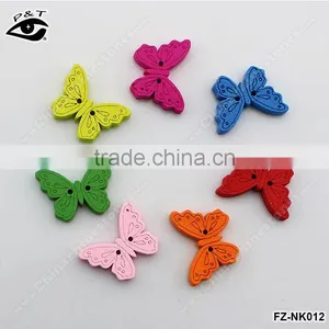 18x24mm Butterfly Shaped Wood Buttons Colorful Buttons for Clothing Craft Diy Decoration thumbnail-1