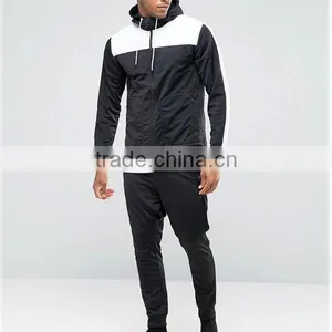 Black Men Cotton Plain Tracksuits Fitted Cuffs Hoody Elasticated Waistband Pants Tracksuit Sets thumbnail-1