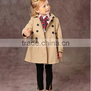 Latest Fashion Firls Clothing Double Buckle Long Sleeve Girls Trench Coat thumbnail-1