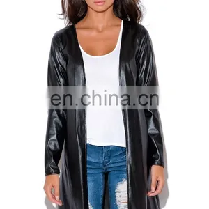 Autumn Black Perforated Faux Leather Jacket Model Online Wholesale thumbnail-2