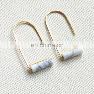 Tiny Hook Stone Earrings thumbnail-1