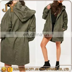 Better Quality 100% Cotton Amry Green Plan Parka Coat Women Parka Jacket thumbnail-1