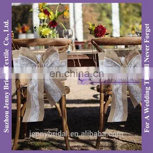 C388B Halloween Hessian Jute Bow Lace Rustic Nature Burlap Chair Sash thumbnail-3