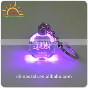 Wholesale Price Engraved 3D Blank Laser Crystal/glass LED Keychain For Wedding Souvenirs thumbnail-5