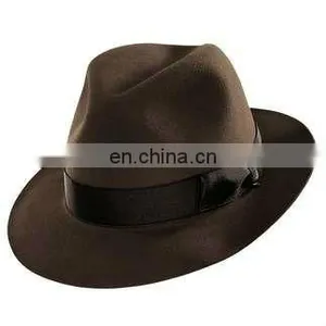 Fashion Wool Felt Fedora Hat, Wool Felt Hat, Wool Hat Brown Hat With a Silk Ribbon for Ladies thumbnail-1