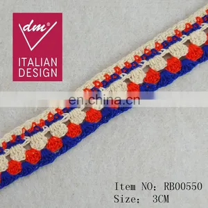 Italy Design 2017 Fashion Colorful Cotton Handmade Trimming thumbnail-1
