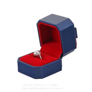 Luxury High Quality PU Leather Jewelry Earing Ring Box For Engagement Or Wedding Gift thumbnail-1