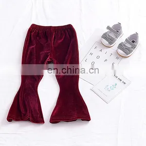 Baby Girls Kids Boho Floral Bell Bottom Velvet Ruffle Leggings Flare Pants 2 Colors Sz80-90 thumbnail-6