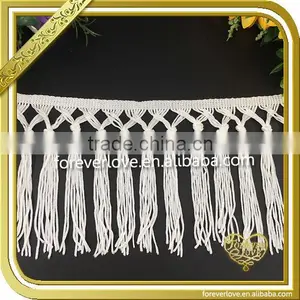 Wholesale White Long Tassels Handmade Fringe Trim for Bag FT-006 thumbnail-1