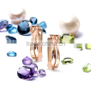 14K Rose Gold Earring With Diamonds and Sapphires thumbnail-4