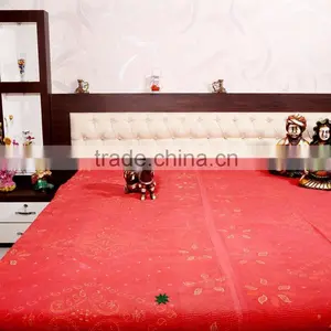 Indian Kantha Quilt Cotton Throw Decorative Vintage Ethnic Bed Cover Reversible Flower Prints Bedspread thumbnail-1