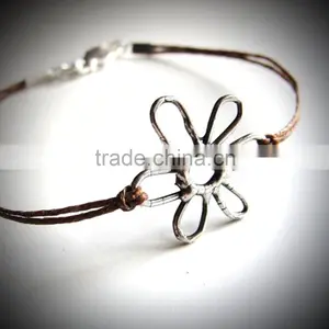 2015 Top Quality Alloy Cross Charm Double Bracelet Wrap Waxed Cotton Cord Bracelet thumbnail-6