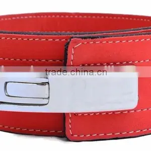Professional Fitness Weightlifting Power Gym Belt Lever Genuine Peach Color Leather Belt 4" Silver Buckle New thumbnail-1