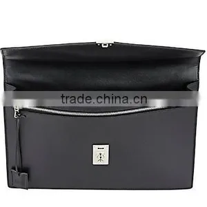 New York Men Black Smooth Leather Gusseted Portfolio Leather Business Bag Hand Bag thumbnail-4