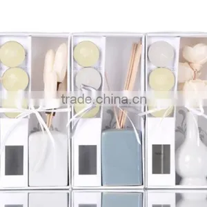 Scented Clay Rattan Stick Flower Reed Diffuser With 3 Pcs Candles thumbnail-1
