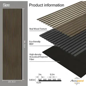 Acoustic Slat Wood Panel Modern for Bedroom Living Room Apartment Wall Decoration Sound Absorbing 90% Noise Reduction Waterproof thumbnail-5