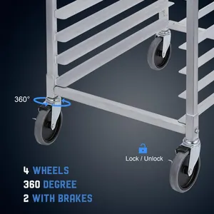 20-inch Baking Tray Rack With Wheels, Stackable Trolley, Can Hold Half or Whole Baking Trays. thumbnail-4