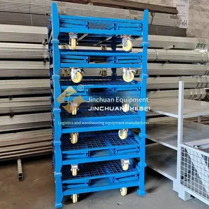 Jinchuan Non-standard Steel Folding Stacking Cage Cart, One-key Folding, Space-saving, Transparent and Visible, Efficient Management thumbnail-5