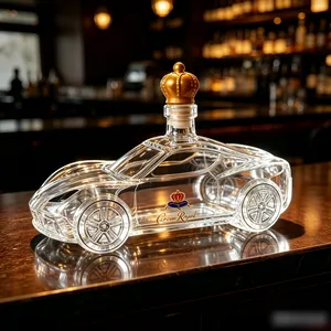 China Huaqi Glass Sports Car Shaped Whiskey Decanter With Crown Lid, Novelty Glass Liquor Bottle for Bar Gift thumbnail-2