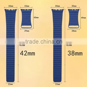 Genuine Leather Loop Straps For Apple Watch Leather Band With Adjustable Magnetic Closure Loop thumbnail-2