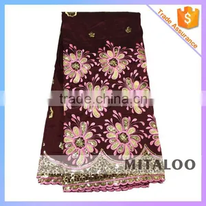 Mitaloo Embroidery Sequins George Lace Fabric Lemon Green George Lace For Wedding Dress MGP0036 thumbnail-3